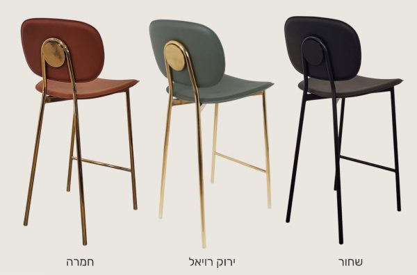 ⁦כסא בר דגם אליז דמוי עור רגל שחורה⁩ – תמונה ⁦2⁩